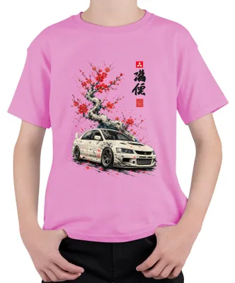 Immagine prodotto di Maglietta per bambini, rosa, con scritta "NO LAGY JDM Evolution Kirschblüte Sakura Japan Auto Y2K Drift", taglia 104