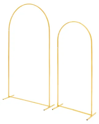 Produktbild von SucceBuy Metall-Hochzeitsbogen, 2er-Set (2,2 m & 1,8 m), goldfarbener Hintergrundständer für Ballondekorationen bei Hochzeiten, Geburtstagsfeiern, Abschlussfeiern und anderen Festlichkeiten