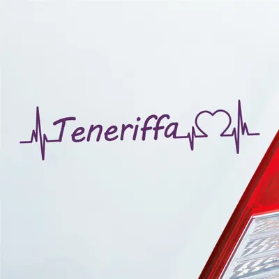 Produktbild von Auto Aufkleber Teneriffa Puls Herzschlag mit Insel Motiv 19x5 cm Lila Sticker Heckscheibenaufkleber