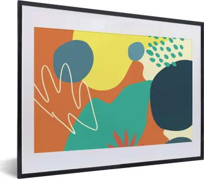 Produktbild von MuchoWow® Gerahmtes Poster Sommer - Flecken - Pastell 40x30 cm - Poster mit Schwarzem Bilderrahmen Wandposter Rahmen Foto Bilder - Bilderrahmen - Poster im Rahmen