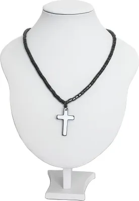 Produktbild von Schmuckbüste Schmuckhalter Schmuckständer Kunstleder weiss 26 cm