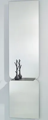 Produktbild von Casa Padrino Luxus Spiegel Schwarz 47 x H. 180 cm - Designer Wandspiegel mit pulverbeschichtetem Aluminium Regal