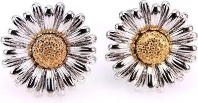 Image de Boutons de manchette « Fleur argentée »