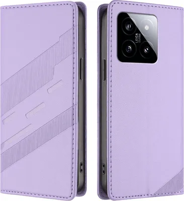 Image de Etui pour Xiaomi 14, étui portefeuille en cuirPolyuréthaneavec fente pour carte et fonction stand Violett
