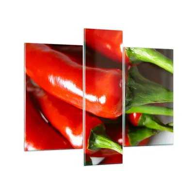 Produktbild von Bilder auf glas - Gemüse würzig Chili - 95x80cm - Glasbilder - Wandbilder - Kunstdruck - zum Aufhängen bereit - Wanddekoration aus Glas - Glas Bilder - Wandbild auf Glas - 3 Teile - GCB95x80-1135