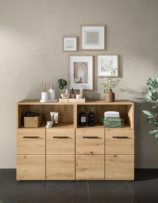 Immagine prodotto di xonox.home Combinazione bagno Ice (L/H/D: 120x80x30 cm) in riproduzione Rovere Artigianale e riproduzione Rovere Artigianale