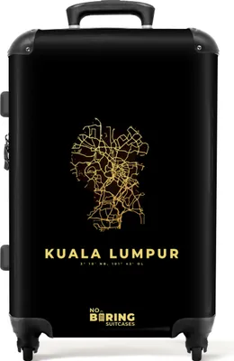 Produktbild von NoBoringSuitcases.com® Großer Koffer - Gold - Karte - Stadtplan - Karten - Kuala Lumpur - Kombinationsschloss TSA - Hartschalen Trolley 4 Rollen - 72 liter - Reisekoffer - 66 cmKoffer Mittelgroß 67x43x25 cm, 72L,