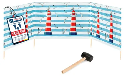 Produktbild von Garronda Strand Windschutz Sichtschutz 4m lang plus Gummihammer GAEX001