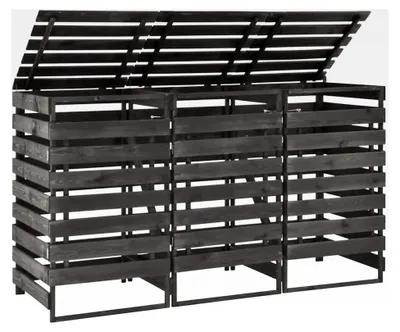 Produktbild von Mülltonnenbox für 3 Tonnen 210x75x121 cm aus Kiefer Massivholz, wetterfest