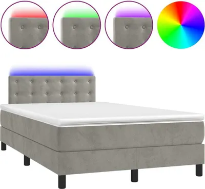 Immagine prodotto di vidaXL Letto boxspring con materasso e LED grigio chiaro 120x200 cm velluto