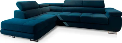 Produktbild von Masseno Ecksofa SELVA L-S mit Schlaffunktion L-Form, Sofa mit Bettkasten, Wohnzimmersofa, Couch, Soffa, Bettsofa, Couchgarnitur- Blau, MONOLITH 77