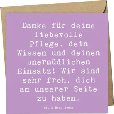 Produktbild von Mr. & Mrs. Panda Glückwunschkarte Spruch Dankbare Pflegekraft - Lavendeltraum - Geschenk, Grußkarte, Aufmerksamkeit, faltkarte, Anerkennung Pflege, doppelkarte, Bedanken