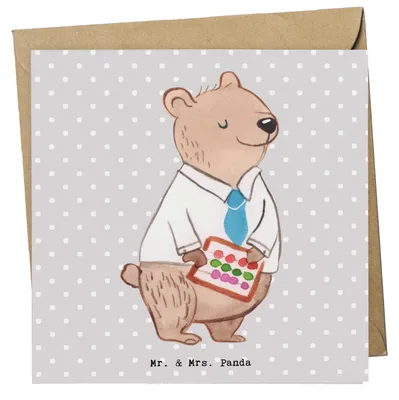 Produktbild von Mr. & Mrs. Panda Grußkarte Bankangestellter Herz - Grau Pastell - Geschenk, Rechnen, Bänker, faltkarte, anlasskarte, doppelkarte, Klappkarte, Glückwunschkarte, Mathematik