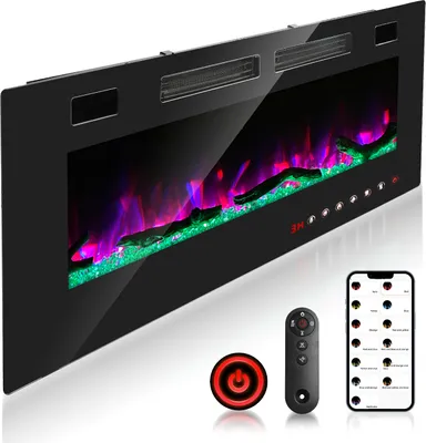 Obrázok produktu pre Yakimz Elektrický krb 750/1500 W s ohrevom, krbovým ohňom, efektom plameňa, diaľkovým ovládaním, LED osvetlením a časovačom - elektrický krbový stojan