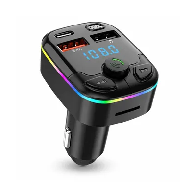 Produktbild von Bluetooth FM Transmitter Auto – KFZ Radio Adapter für Zigarettenanzünder mit Freisprecheinrichtung, USB-C & USB-A 3,4A Dual-Ladegerät & SD-Karte