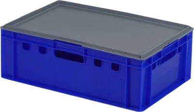 Produktbild von E2 Kisten mit grauem Deckel 600 x 400 x 200 mm Farbe: blau
