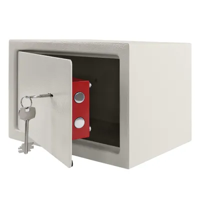 Zdjęcie produktu dla Sessamen-LP Sejf Sejf meblowy z zamkiem dwupiórowym Wiszące stalowe drzwi 2 klucze, Do szafek kempingowych Szafki biurowe Srebrny, L 31x20x20cm