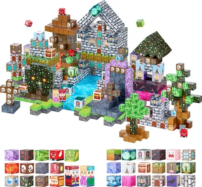 Obrázok produktu pre SucceBuy Magnetické stavebné bloky 100-dielna sada tmavý hrad STEM Montessori hračky