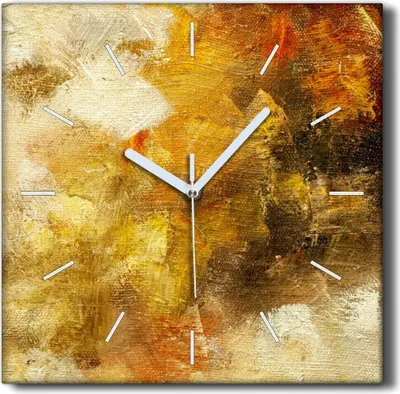 Produktbild von Coloray Hodiny Unikátní 30x30 cm  Tiché hodiny Pro obývací pokoj a kuchyň Nástěnné hodiny Plátno Černé ručičky hodin - Textura malovaná plátno