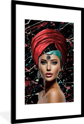 Produktbild von MuchoWow® MuchoWow® Gerahmtes Poster Frau - Abstrakt - Rot 60x90 cm - Poster mit zchwarzem Bilderrahmen - Dekoration - Wandposter Wohnzimmer - Hochwertig