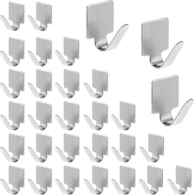 Produktbild von 30 selbstklebende Edelstahlhaken, geeignet für Badezimmer oder Schlafzimmer