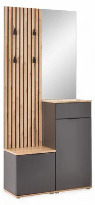 Produktbild von Simple Flurgarderoben Set in Artisan Eiche Optik, Anthrazit - Moderne Kompaktgar