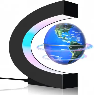 Produktbild von Magnetischer schwebender Globus mit LED-Licht, C-Rahmen-Globus-Lampe, Wohndeko, Schreibtisch-Dekor