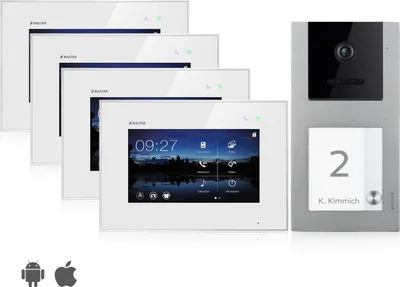 Produktbild von Video Türsprechanlage mit Smartphone App für 1 Familienhaus, Aufputz, 4x Monitore, Balter EVO WLAN