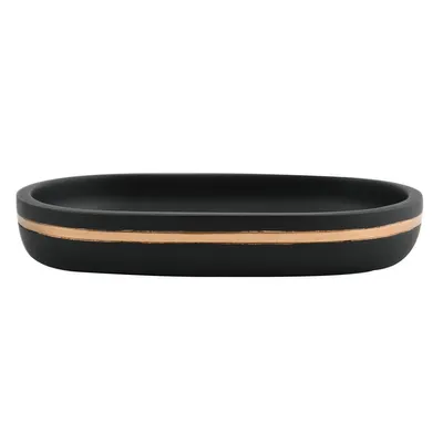Image de spirella® porte-savon "Bly", porte-savon élégant en plastique de haute qualité, 13,5 x 9,5 x 2 cm, noir mat avec effet doré