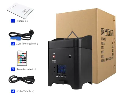 Produktbild von LED-Bühnenbeleuchtung - DMX-Bühnenlicht - 6er-Set - 108 W - WLAN - App-Steuerung - Kabelloses DMX512 - Fernbedienung