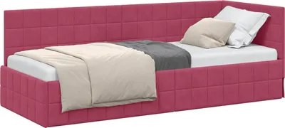 Obrázek produktu pro vidaXL Rohový rám postele s čelem vínově červený 80 cm x 200 cm sametový
