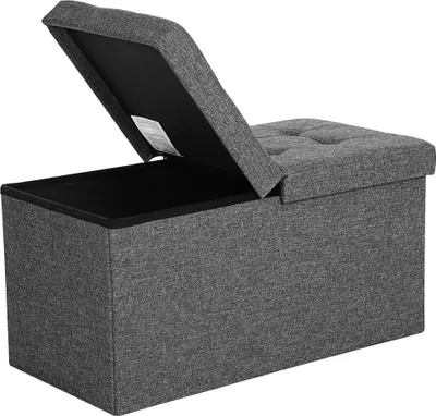 Produktbild von Otoman s úložným priestorom 80 l, skladacia lavica na topánky, so skladacím krytom, nosnosť 300 kg, 76 X 38 X 38 cm, tmavosivá Lsf46Gyz Lu