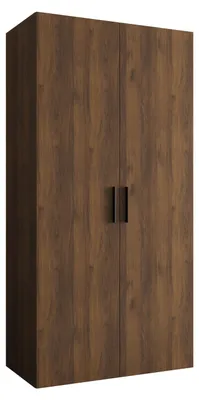 Produktbild von MEBLE KRYSPOL Schrank 100x202x52 cm mit Kleiderstange, 2xTür, BARI, Warmia-Nuss, Griff Schwarz