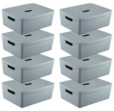 Aufbewahrungsboxen, 8 Stück, Kunststoff, 19 l, blau, stapelbar