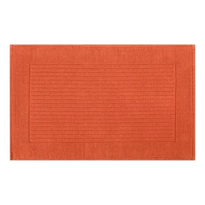 Produktbild von Spirella Badteppich Milu Badematte Duschvorleger 100% Baumwolle | flauschig | rutschhemmend | geeignet für Fußbodenheizung | 50x80 cm | Orange Tangerine