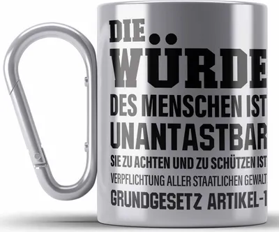 Produktbild von Trendation - Jura Geschenk Edelstahl Tasse Karabiner mit Spruch für Jurist Juristin Geschenkideen Lustig Examen Staatsexamen (Silber)