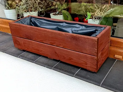 Produktbild von FKL DESIGN Pflanzkübel Holz Nuss 60 cm Garten, komplett montiert, mit Folie ausgelegt, Drainagelöchern, kesseldruckimprägniert & Schutzfarbe lackiert