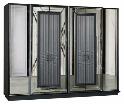 Produktbild von Exklusiver Kleiderschrank mit Spiegelglaselementen Design Schlafzimmer Schrank