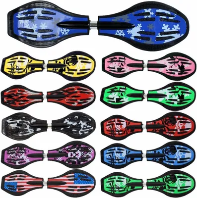 Productafbeelding van Waveboard - Casterboard Snakeboard - Buiten skateboarden - ABEC9 kogellagers - 86cm - Blauw/Sneeuwvlok