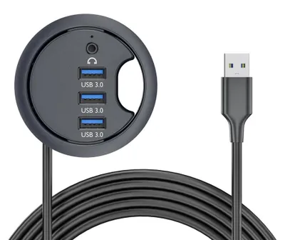 Image de Hub USB 3.0 avec carte son - Répartiteur de bureau 3 ports
