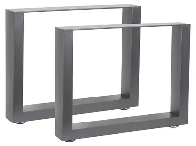 Image de Piètement de table 64x40 cm Pieds de meuble gris Pieds de table industriels Patins de banc acier