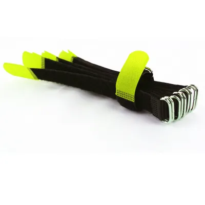 Produktbild von 10 x Klettkabelbinder 20 cm neon - Klett / Flausch auf UNTERSCHIEDLICHEN SEITEN! - DS Metallöse Goodymax®