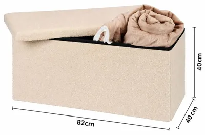 Produktbild von Livarno home Sitztruhe mit Stauraum faltbar 82x40x40 cm Sitzbank 2in1 Stiztruhe Teddy