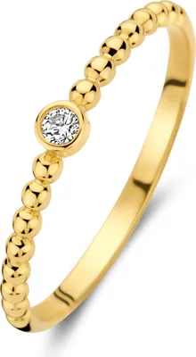 Produktbild von 9NBG-0696-56 – New Bling – 14 karaat geelgouden ring – Met 1 zirkonia steen – Maat 56
