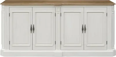 Produktbild von Sideboard mit 4 Türen aus massivem Eichenholz, gekälkt und im shabby weißen Look patiniert