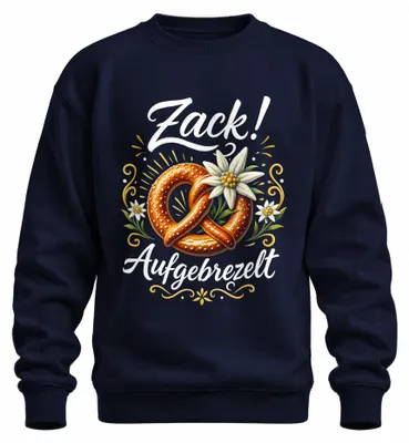 Imagen del producto de Camiseta tradicional con motivos de Edelweiss, pantalones de cuero, sudadera, jersey, color azul marino, talla S