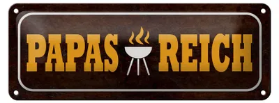 Produktbild von Blechschild Spruch 27x10cm Papas Reich Grill Dekoration