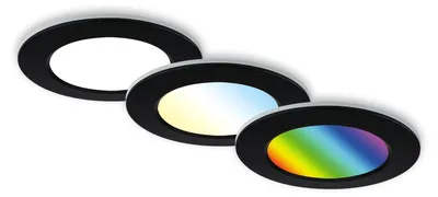 Immagine prodotto di BRILONER - Set di 3 luci da incasso LED a soffitto, luci da incasso RGB CCT, faretto da incasso LED per bagno, faretto da incasso per bagno IP65, nero, 92x45 mm (DxH)