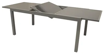 Produktbild von Großer Balkontisch Gartentisch Ausziehtisch Glas/Aluminium silbergrau ausziehbar 180-240 cm