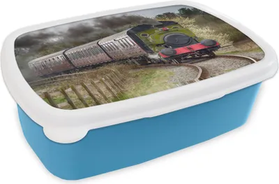 Produktbild von KitchenYeah® Lunchbox Brotzeit Brotdose 17x11 cm Vorderansicht einer Dampflokomotive Kinder Brotzeitdose - Lunch - Kunststoff  - Brotbüchse - Sandwichbox - Lunchbox für Kinder